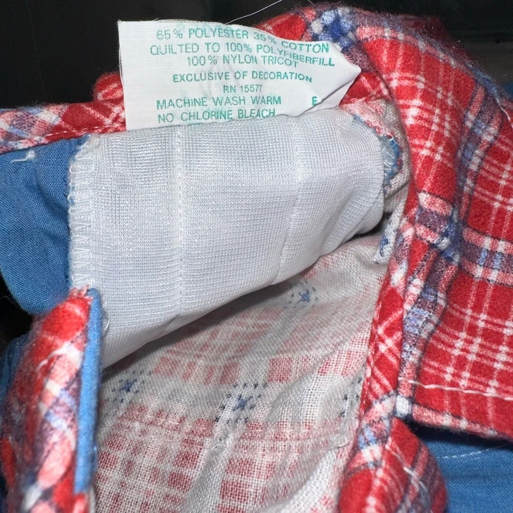 Tiny Tots Originals Puritan Red Plaid and Blue Kids Overalls with Patch